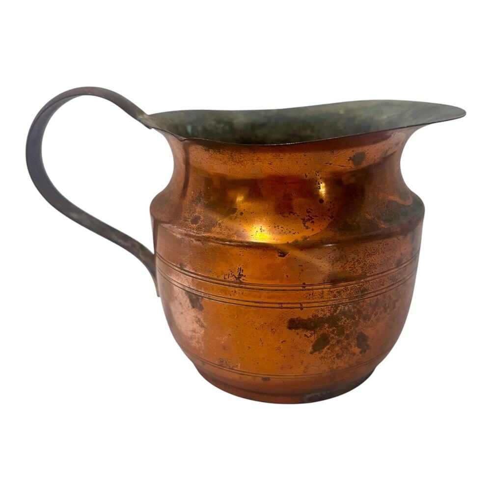 Vintage Copper Pitcher, Primitive Creamer, Rustic Jug 4 inches